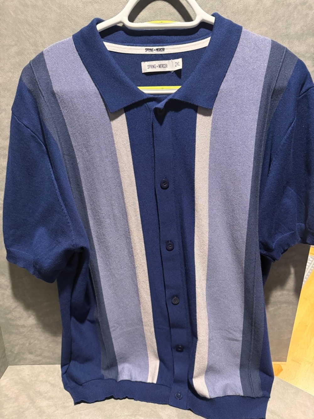 Men's Blue Striped Polo Shirt